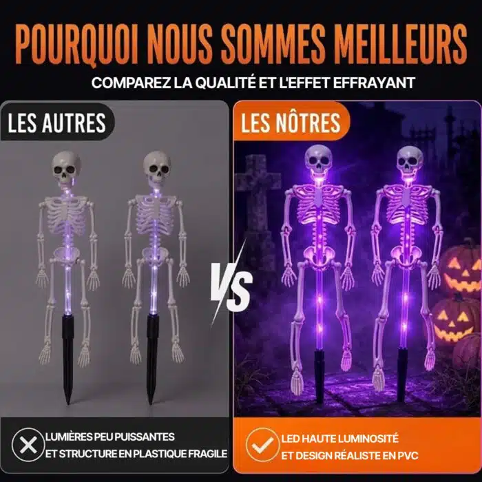 Squelette Halloween Lumineux D'Extérieur