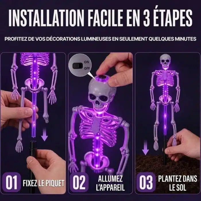 Squelette Halloween Lumineux D'Extérieur