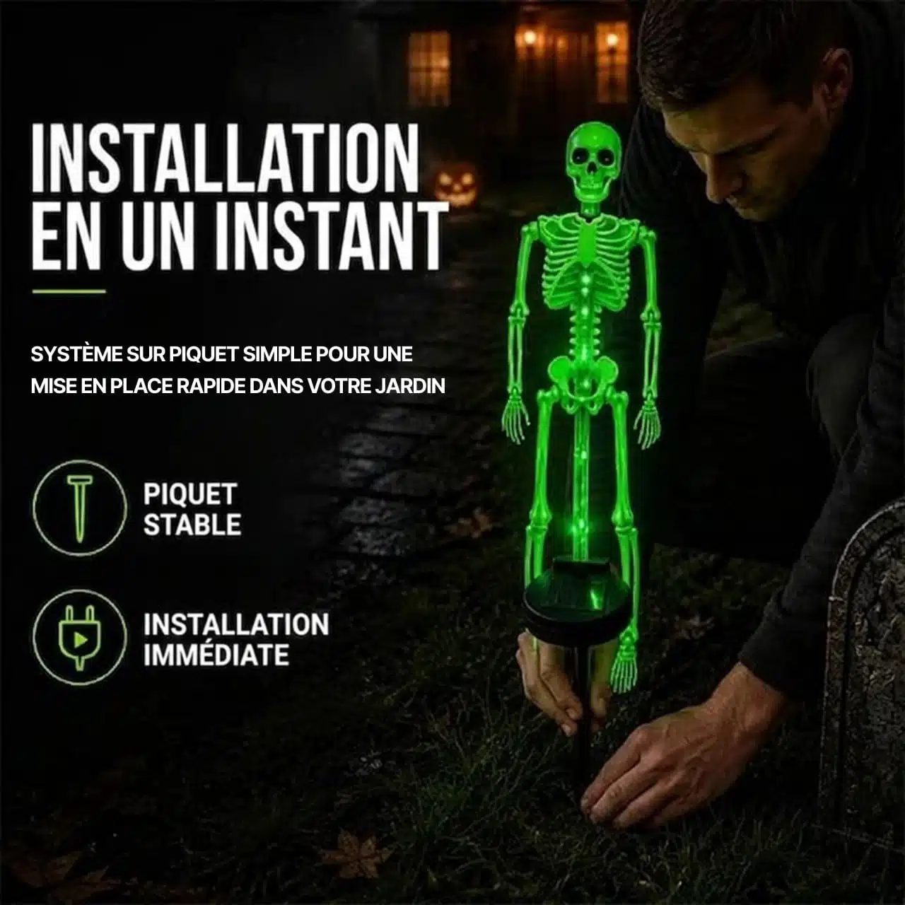 Squelette Halloween Lumineux D'Extérieur