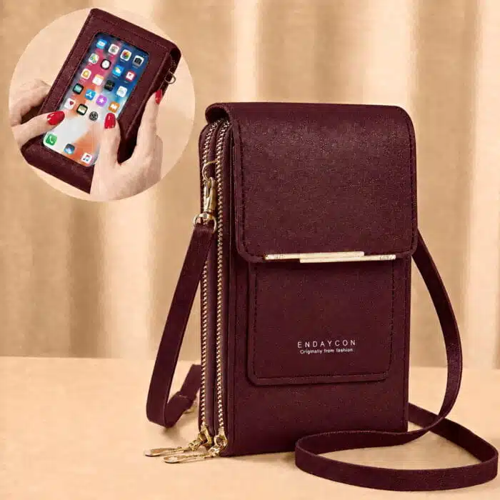Sac Bandoulière Femme Pour Téléphone Porte-Cartes Avec Pochette Tactile
