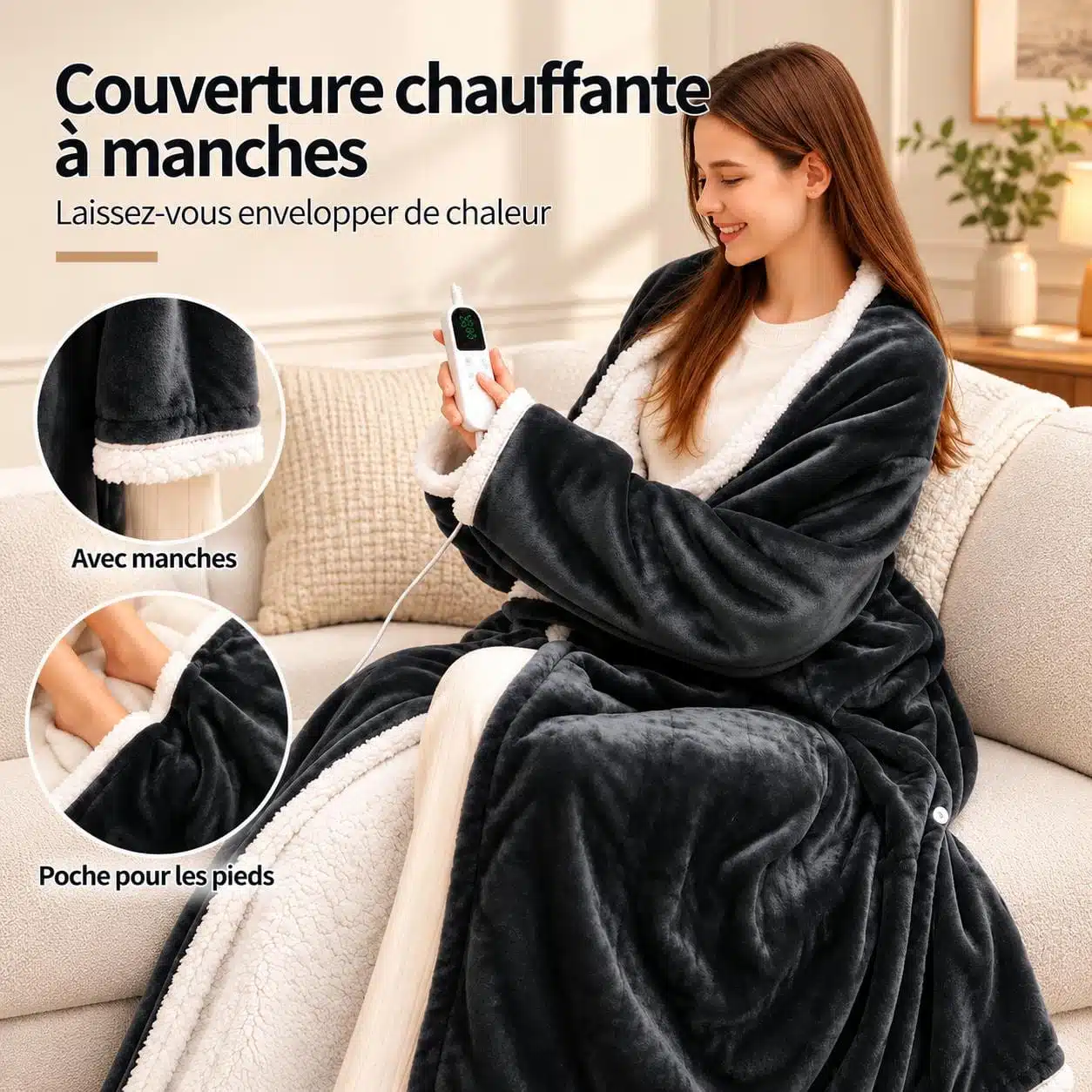 Couverture Chauffante Électrique À Manches