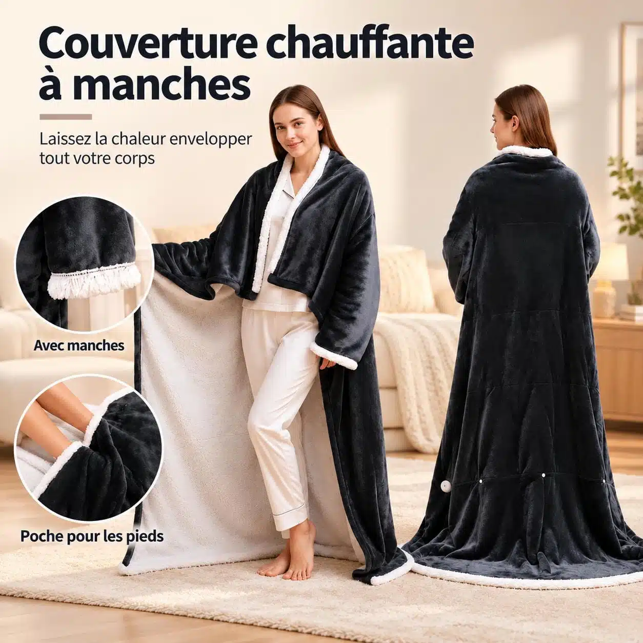 Couverture Chauffante Électrique À Manches