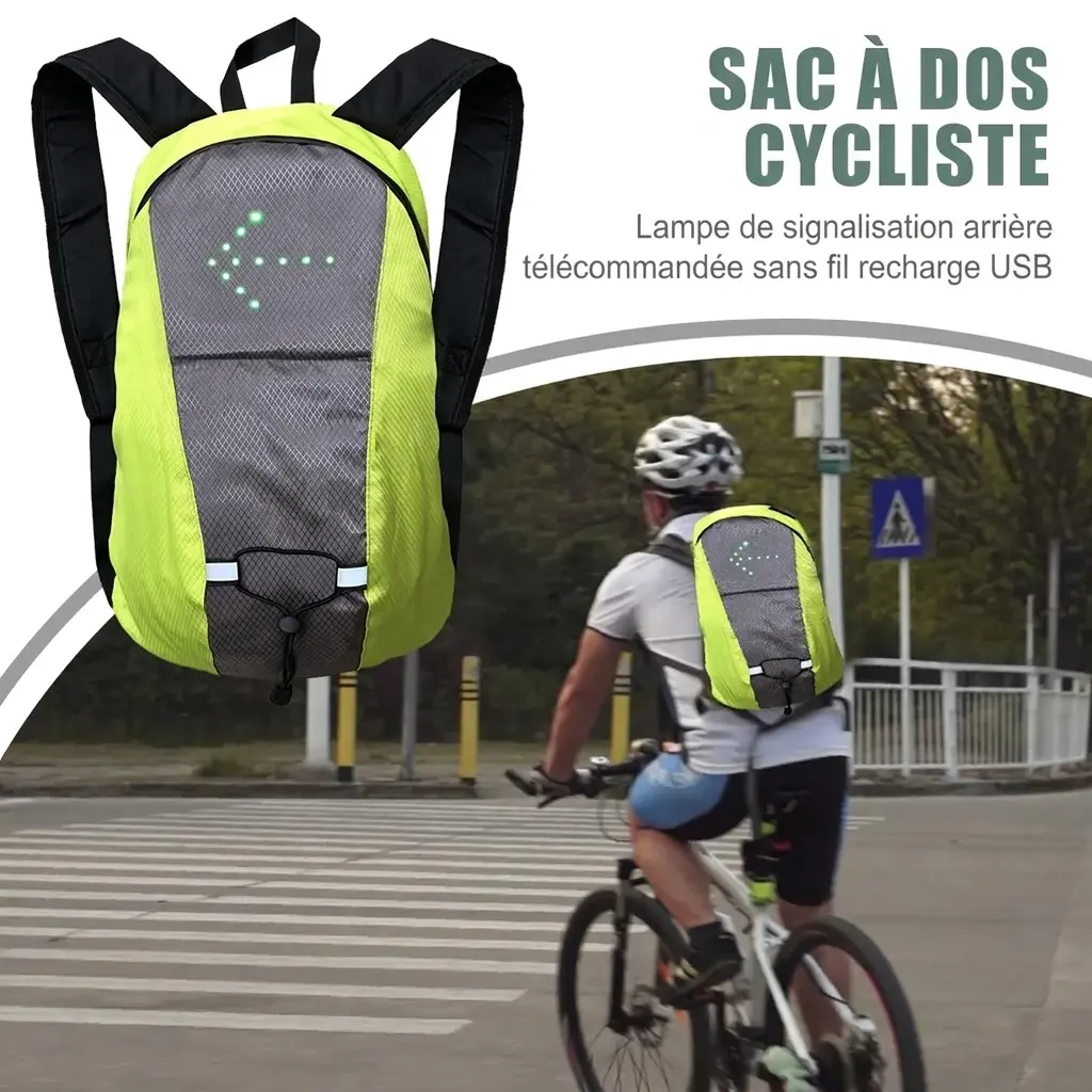 Sac à dos de vélo 15L avec clignotants LED