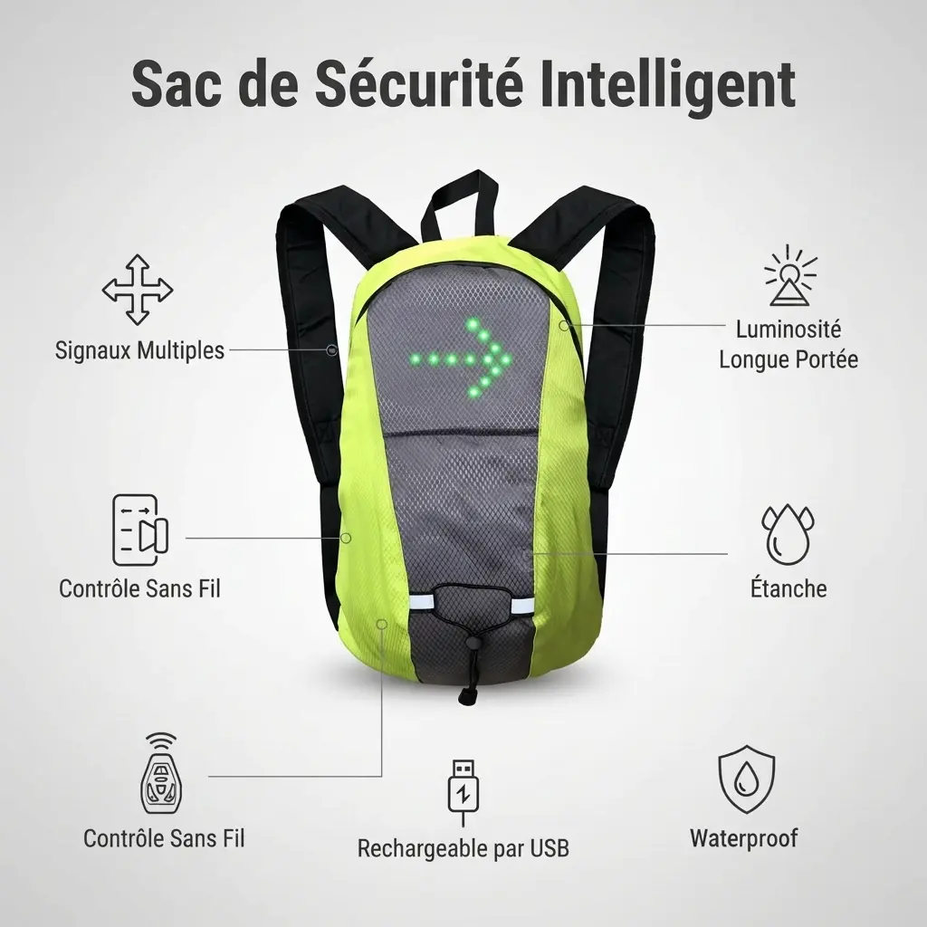 Sac à dos de vélo 15L avec clignotants LED